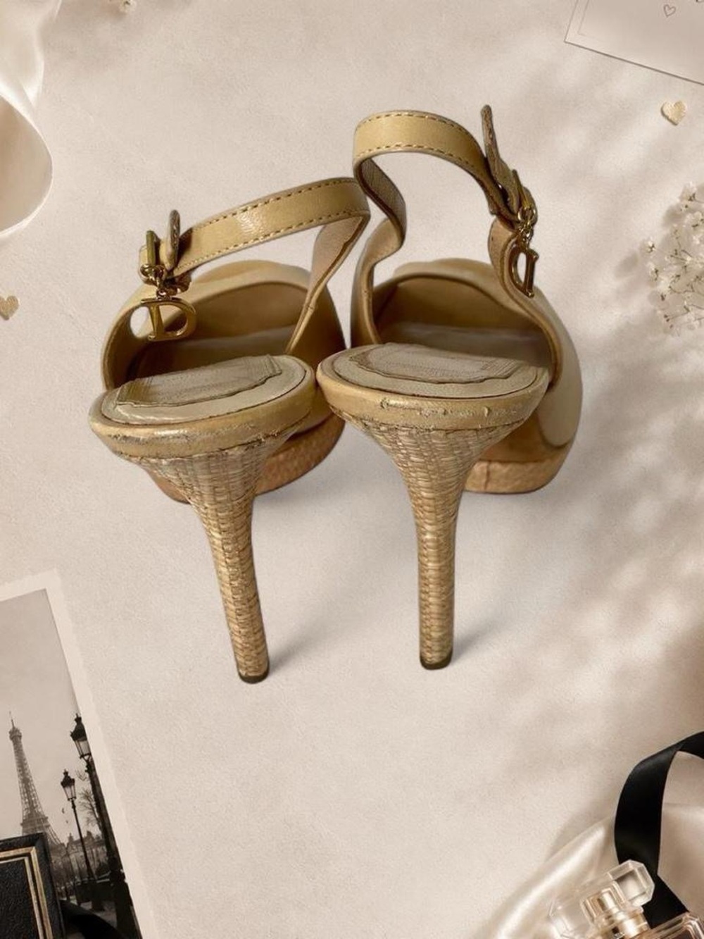 Dior Beige Peep-Toe Slingback Heels - Picture 4 of 8